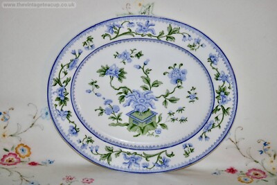 FABELHAFTE PLATTEN 30er Jahre Royal Worcester blau Bowpot Fleisch Servierplatte 38 cm