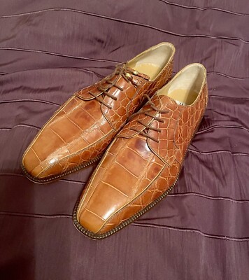 Genuine Crocodile Michele Loisi Mens Size 12m Oxford Shoes Made in Italy 