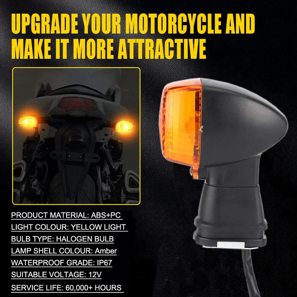 Front & Rear Amber Turn Signal Indicator Light for Kawasaki ZR-7S 2001-2005 - Image 2 of 4