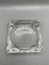 Vintage Sqaure Clear Glass Ashtray 3.5?  *Chipped*