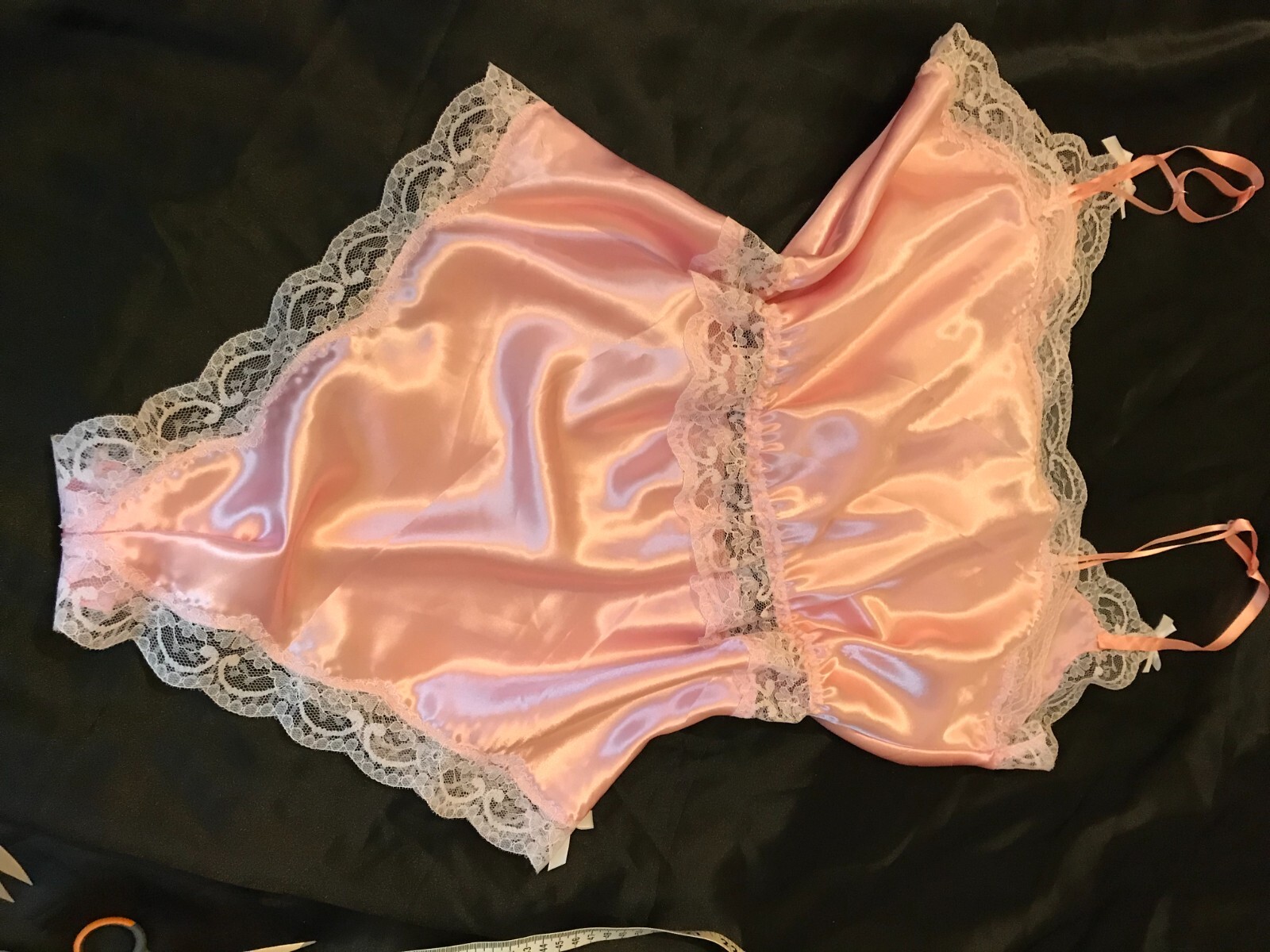 Pink Satin & lace Teddy Camisole Play suit ingerie PJs NEW eBay