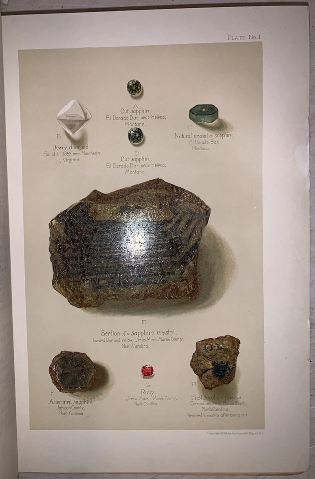 1890, 1st, GEMS & PRECIOUS STONES OF NORTH AMERICA, by GEORGE KUNZ, COLOR PLATES - Image 3 of 4