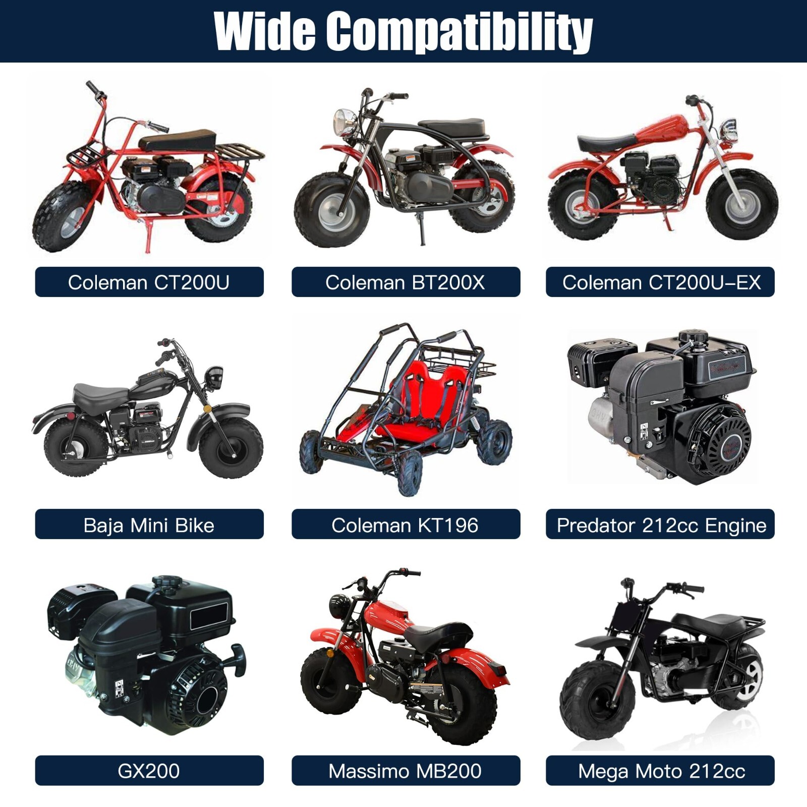 PWK 24mm Carburetor Exhaust Pipe Throttle Cable Kit For CT200U BT200X Mini Bike