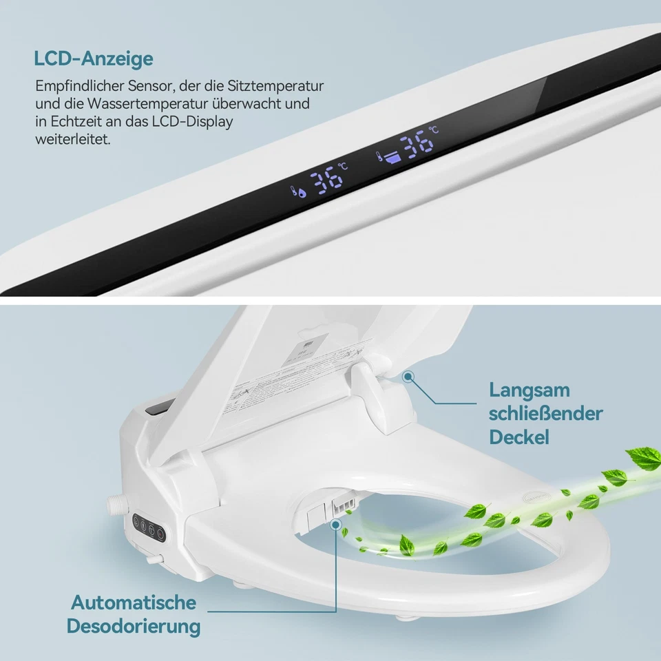 Elektrisch WC Bidet Sitz Aufsatz Dusch Smart Toilettensitz Intelligent Gewärmter - Bild 3 von 4