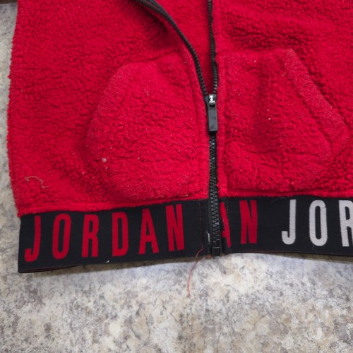 RARE Air Jordan Fleece Jacket Boys Large Red Lining Hidden Solid Logo Polyester - Picture 11 of 16
