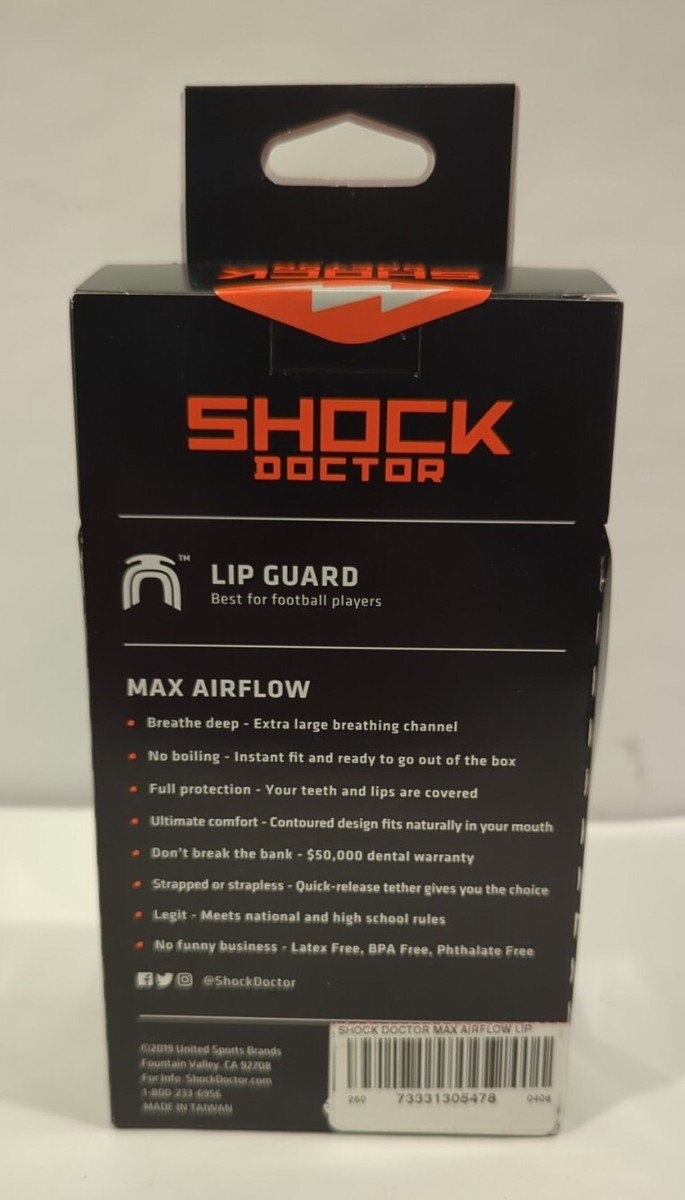 Shock Doctor Max Airflow Mouthguard - Tether Included - Black One Size Fits  Most