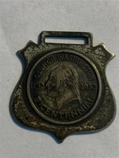 Vintage 1732-1932 GEORGE WASHINGTON Bicentennial Watch Fob & Washington DC Fob