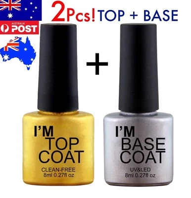 X2 Bottles UV LED Soak off Nail Gel Polish Top and Base Coat Set Base Top Shiny - image 1 of 4