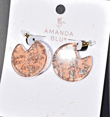 Amanda Blu Transparent Peach with Gold Flecks Post Earrings  Double Keepers