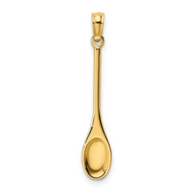 #ad 14k Yellow Gold Polished 3 D Spoon Charm Pendant for Women $173.60
