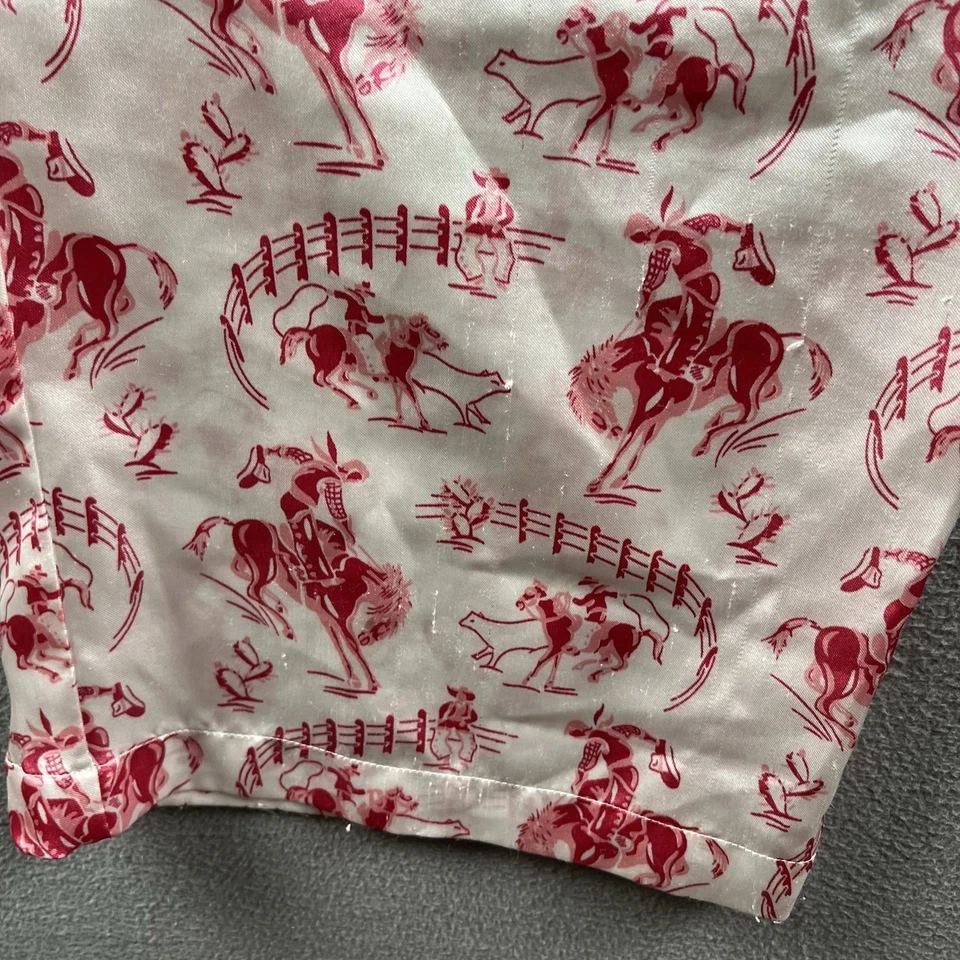 Roper Pajama Pants Womens XL Pink White Western Cowboy Horse Satin Silky Lounge - Image 4 of 4