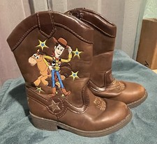 DISNEY TOY STORY WOODY TODDLER SIZE 8 BROWN ZIP COWBOY BOOTS