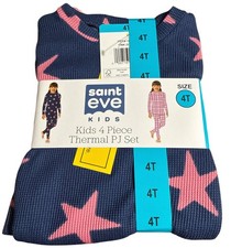 Saint Eve Kids 4 Piece Thermal Pink Stars Pajamas Size 4T. NWT