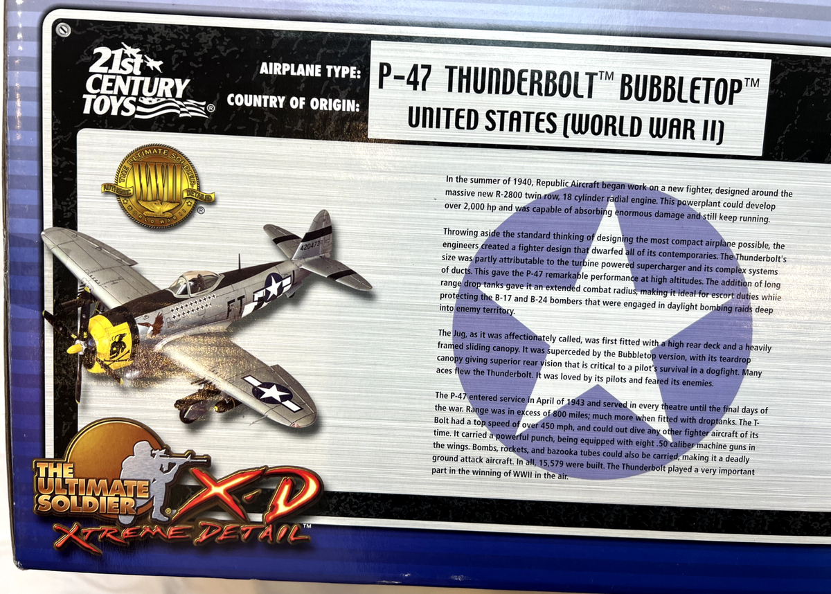Ultimate Soldier U.S. P-47 Thunderbolt Bubbletop Fighter WWII 1/18