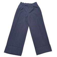 Zara High Waisted Cuffed Pleated Trousers Women's Size XS Navy Blue NWOT