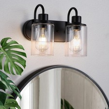 Matte Black Bathroom Light Fixtures Over Mirror,2-Light Bathroom Vanity Light...