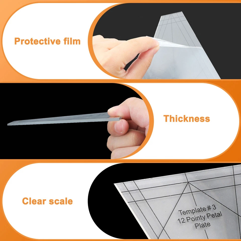 Juego de reglas de acolchado de costura en forma de 10 piezas plantilla creativa retazos para manualidades hágalo usted mismo Foto 3 de 4