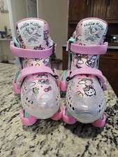 Roller Derby Hello Kitty Adjustable Skates Pink Youth Size 11  2 Girls