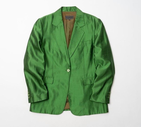 Women Iceberg Blazer Green Silk M