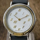 HERMES Meteore Meteor Vintage Quartz Watch 33mm White Dial Leather Swiss