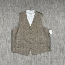 Joseph Abboud Vest Men's Brown 100% Linen Separates Tailored Fit Waistcoat