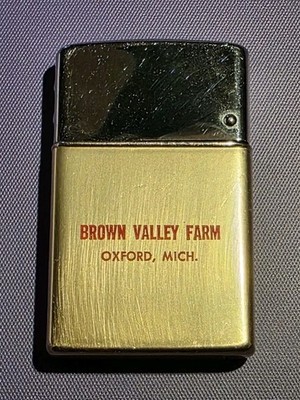 Vintage Brown Valley Farm Oxford, MI Brown And Bigelow Lighter