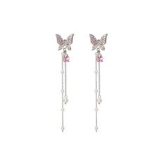 Purple Butterfly Earrings - Crystal Tassel Style Zircon Butterfly Jewelry Gifts
