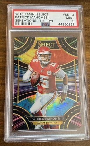 Panini Select 2018 Sensations Patrick Mahomes II Tie-Dye Prizm SE-3 /25 PSA 9