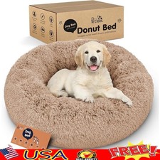 Cozy Dog Bed Round Plush Cuddler All Breeds Anxiety Relief Durable Calm Nest New