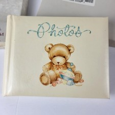 Vintage Hallmark Hushabye Bear Baby Photo Album 20 Sleeves 1980s Refillable Gift