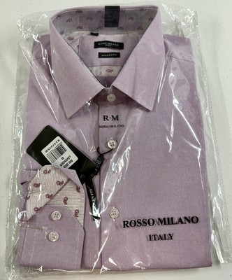 rosso milano dress shirt Rosso Milano Mens Dress Shirt Italy 4XL Floral Print Gray NWT $179
