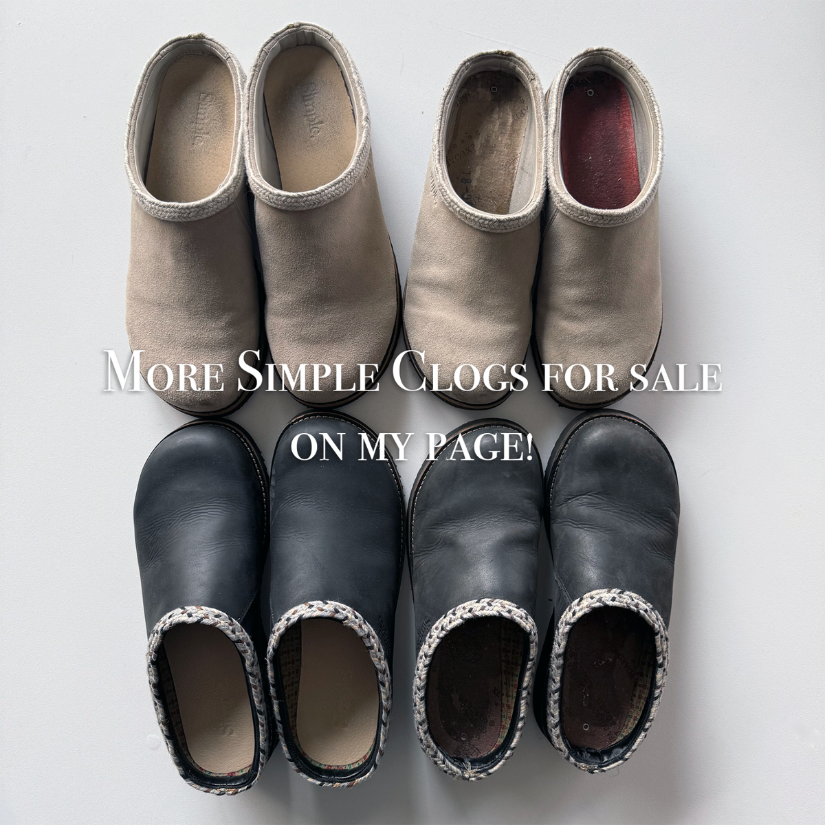 Simple Shoes Original Clog Black Leather Size 9 SCL00001 Rincon 