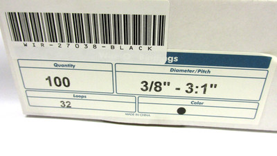 Spiral Binding Wire'O 27038 3:1'' 3/8'' 32 Loops DBL-O Black 100 Per Box