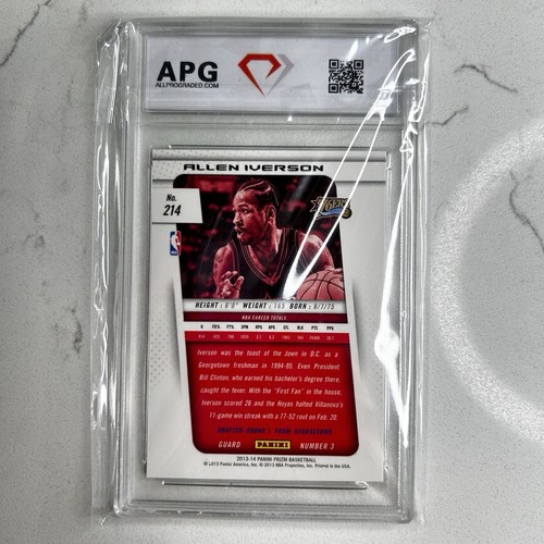 2013-14 Panini Prizm Allen Iverson #214 APG 10 Graded Basketball Card 76ers - Picture 2 of 4
