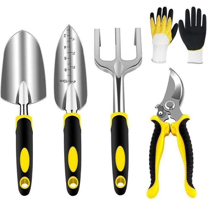 Kit outils de jardinage alu et gants confort pour potager et balcon paysager