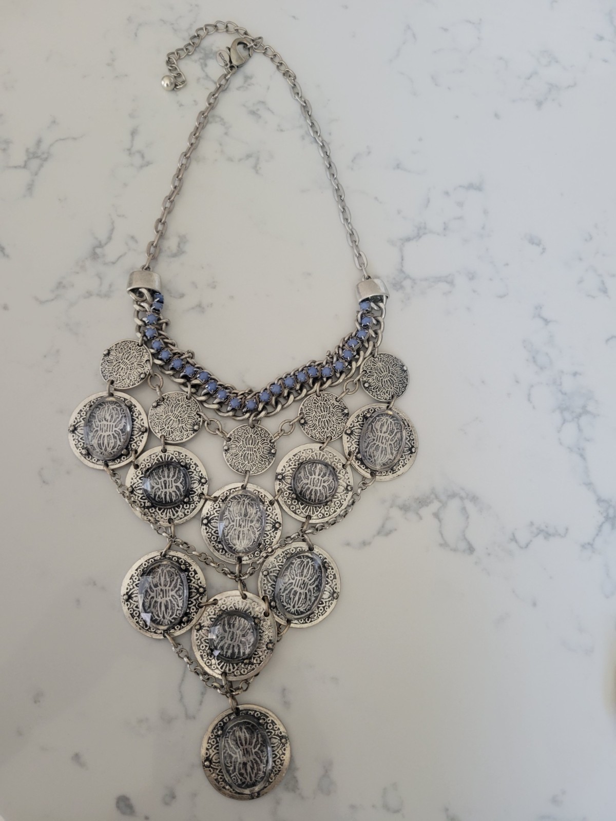 Chico's Silvertone Bold Statement Necklace EUC - image 1