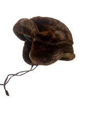 Winter Trapper Hat/ Faux Fur/ Ear Flaps/ Brown/ Vtg Full Coverage Form/ Unisex