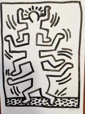 Keith Haring -- ''Multi-handed, single balancing figurine'' lithograph