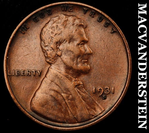 1931-S Lincoln Wheat Cent- Key Date Better Extra Fine No Reserve #i5376