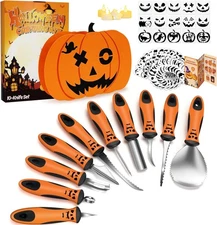 K KERNOWO 10Pcs Pumpking Carving Kit, Pumpkin Carving Tools with Hundreds of E-s