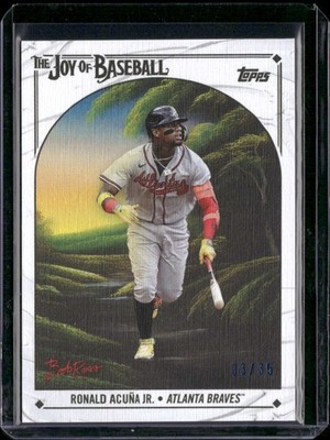 2023 Topps x Bob Ross #11 Ronald Acuña Jr. Titanium White Canvas #/35