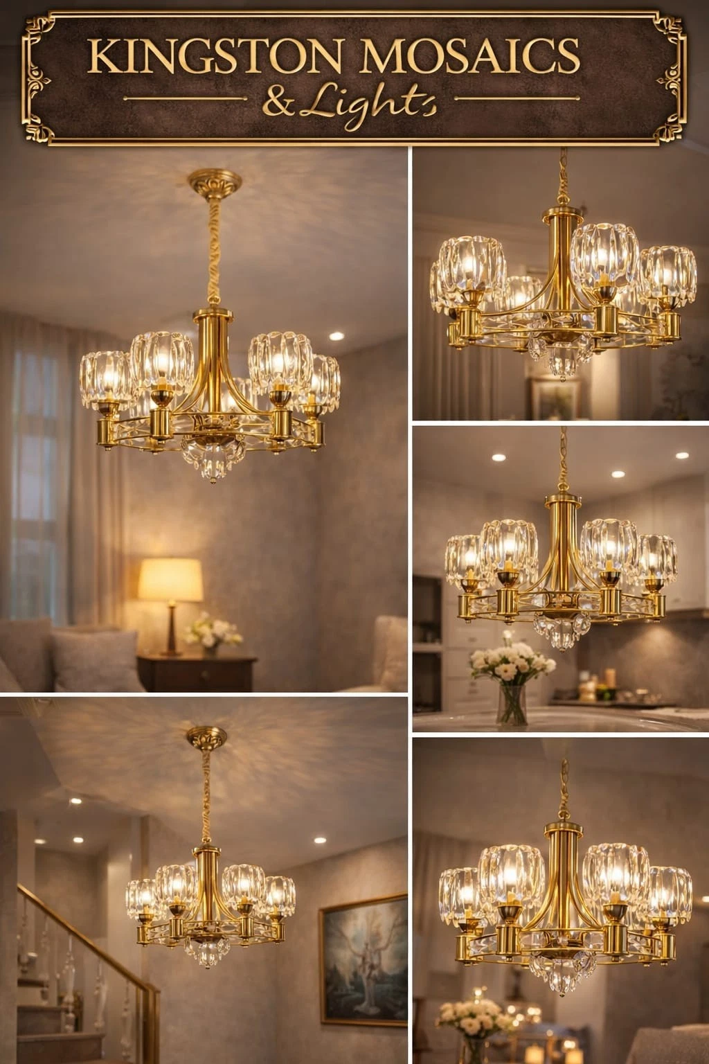 Luxury Gold Crystal Ceiling Chandelier | Modern Elegant Pendant Light - Picture 1 of 1