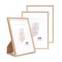 Bilderrahmen A4 Eichenholz Fotorahmen 3Er Set Passepartout FüR Wohn-