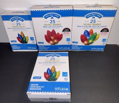 Holiday LED Multicolor Lights New 2 x 25 C7 lights, 2 x 25 C9 Lights 4 Sets