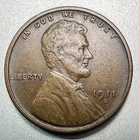 1911-S  LINCOLN CENT  XF   KEY DATE  #1782