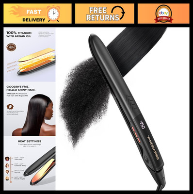 100% Pure Titanium Flat Iron Hair Straightener - One Pass Sleek Look & Curls - 1