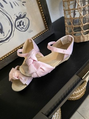 Gymboree girls size 12 Platform Bow Sandals Canvas Pink