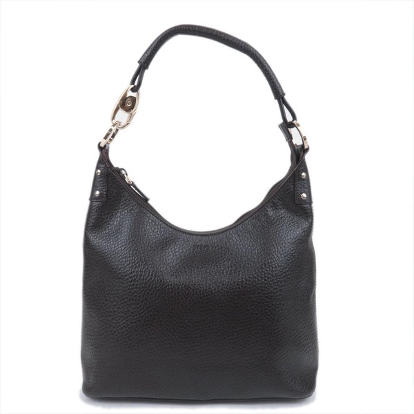 GUCCI Leather One Shoulder Hobo Bag Dark Brown Gold Hardware 179775 Authentic