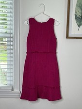 J. Crew Fluted Hem A-line Midi Pink Dress Textured Cotton Tweed Cocktail Party 6