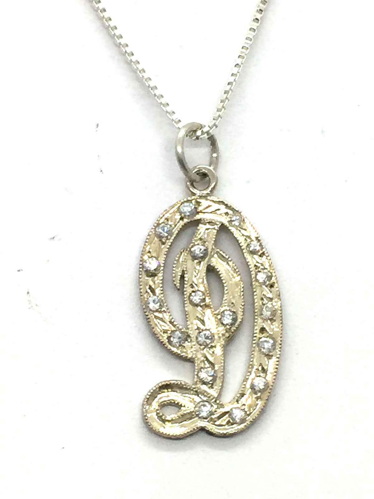 925 Sterling Silver CZ Script Initial Letter D Pe… - image 1